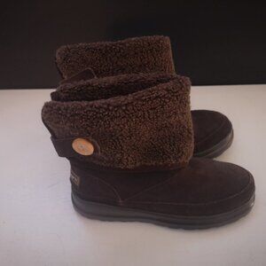 Skechers Ladies Dark Brown Leather Upper with Faux Fur Boots